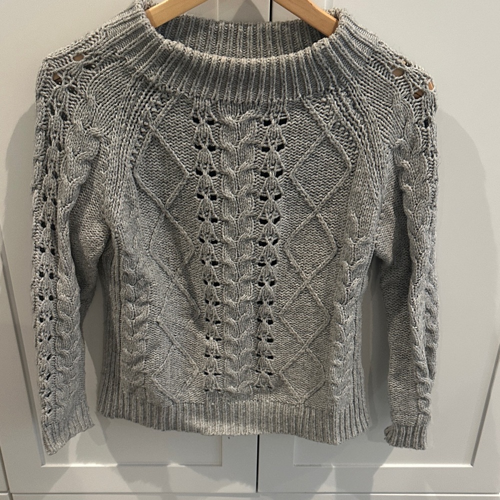 J. Crew Silver Cable Knit Women's Sweater